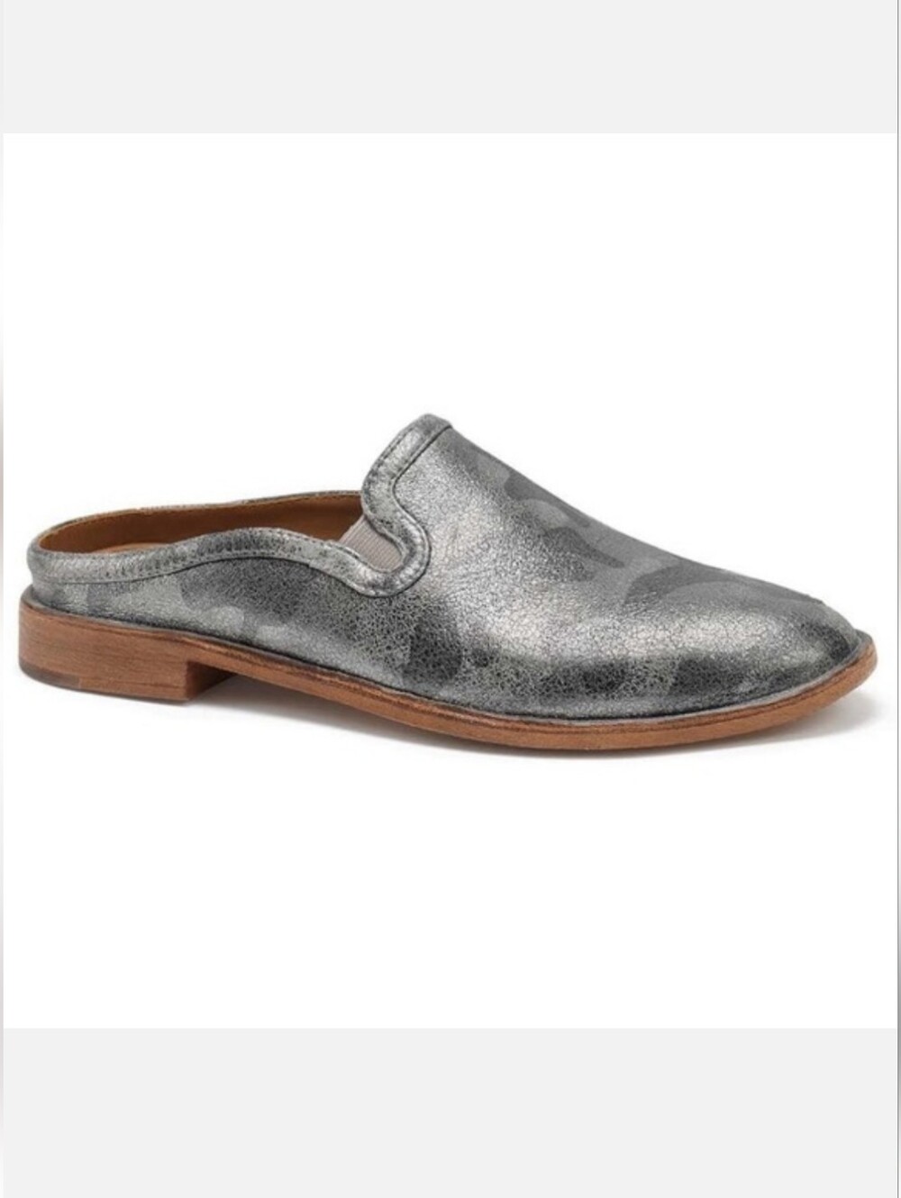 Trask Ashley Camo Metallic Suede Mule Size 8.5 Leather Slip On Round Toe